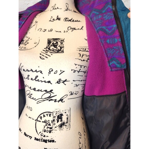 Vtg Columbia 80s Bugaboo Ski Coat MED Gray Purple 2pc Aztec Jacket Retro - Picture 12 of 15